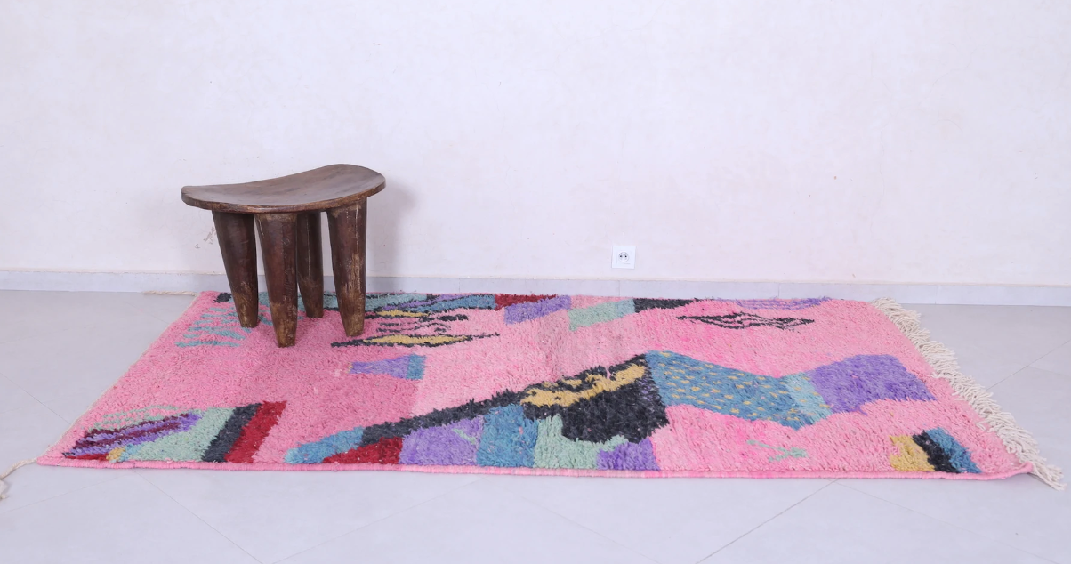 Moroccan berber rug in markets Boucherouite Rug