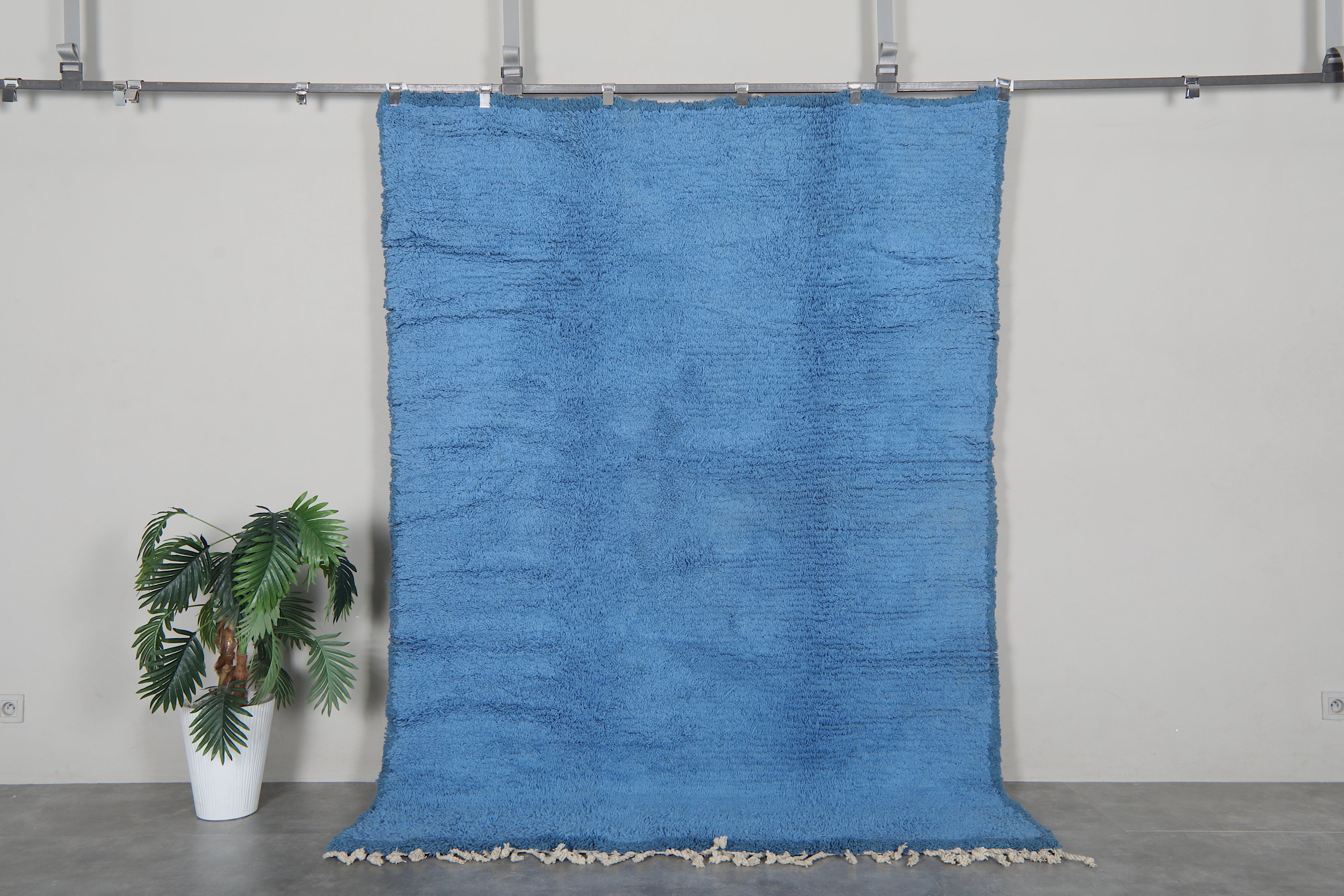 Blue Moroccan shag rug 6x8.2 ft - Handmade wool Berber carpet