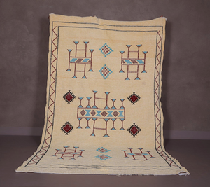 Custom moroccan beni ourain rug by women from berber tribal