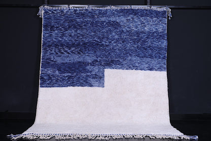 Beni ourain Blue and White Moroccan Rug - Custom Berber Rug