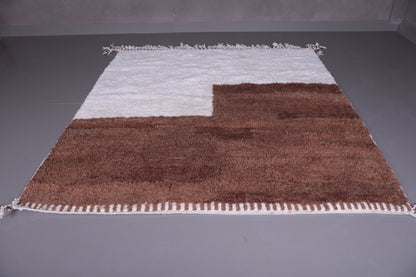 Beige and White Custom Moroccan rug - handmade all wool beni ourain rug