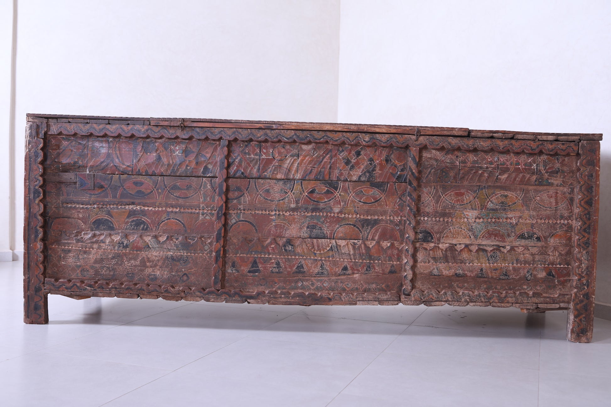 Vintage Moroccan chest H 3.1 FT x W 8.3 FT x D 2.6 FT - wood chest