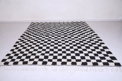 Custom handmade Rug - Checkered Moroccan Rug - Black and Beige rug