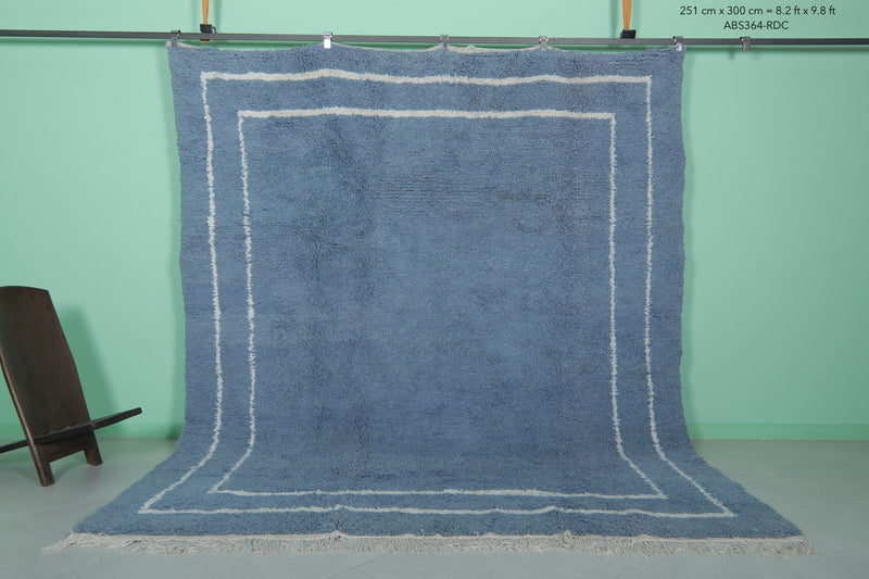 Blue Moroccan rug - 8.2 x 9.8 ft | Handwoven modern design