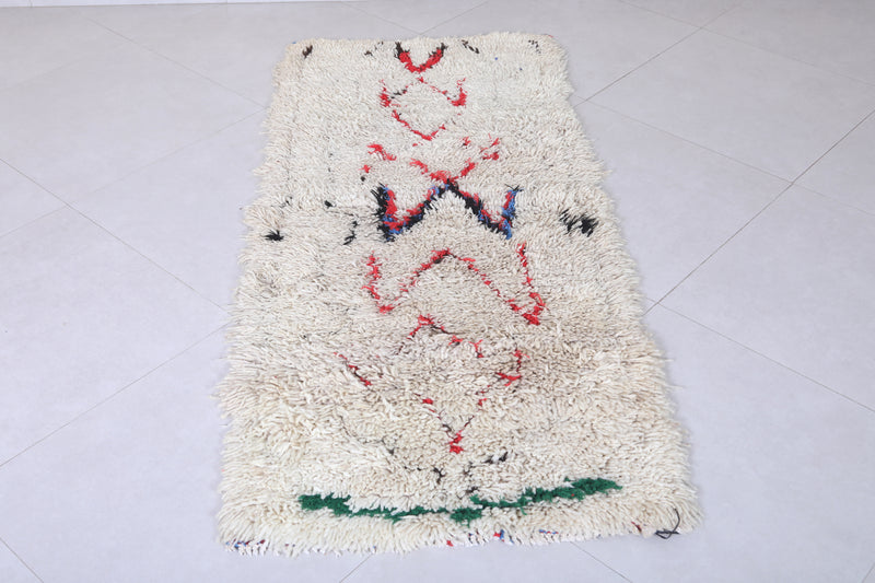 Moroccan Berber Rug | 2.4 X 5.8 Feet Vibrant Handwoven - Boucherouite Rugs