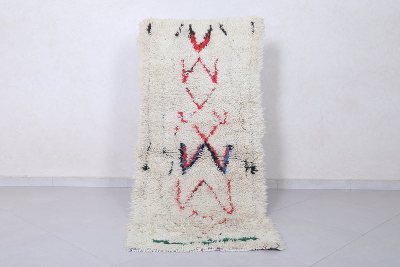 Moroccan Berber Rug | 2.4 X 5.8 Feet Vibrant Handwoven - Boucherouite Rugs