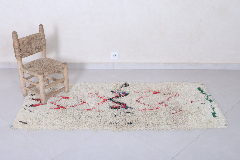 Moroccan Berber Rug | 2.4 X 5.8 Feet Vibrant Handwoven - Boucherouite Rugs