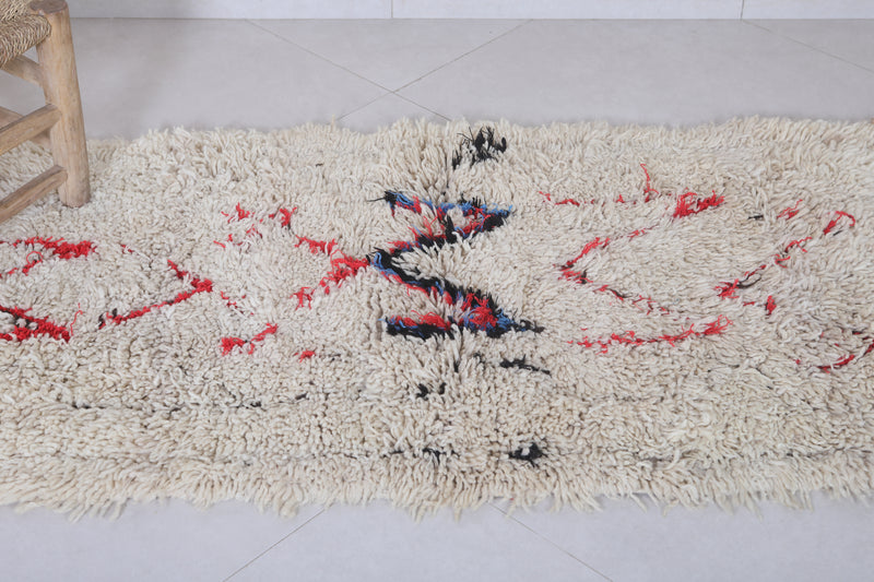 Moroccan Berber Rug | 2.4 X 5.8 Feet Vibrant Handwoven - Boucherouite Rugs