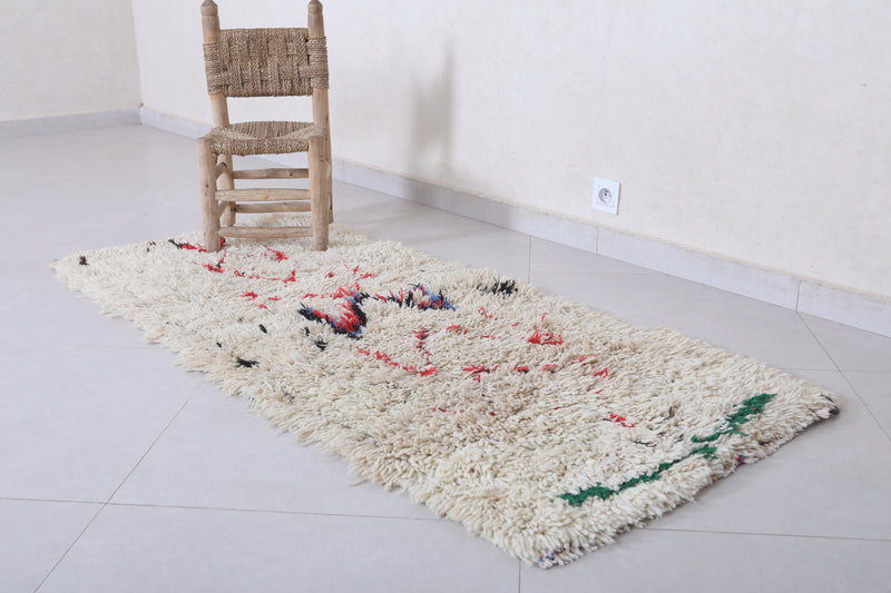 Moroccan Berber Rug | 2.4 X 5.8 Feet Vibrant Handwoven - Boucherouite Rugs