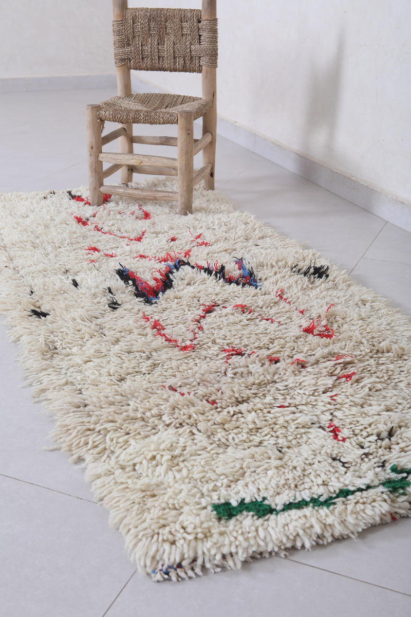 Moroccan Berber Rug | 2.4 X 5.8 Feet Vibrant Handwoven - Boucherouite Rugs