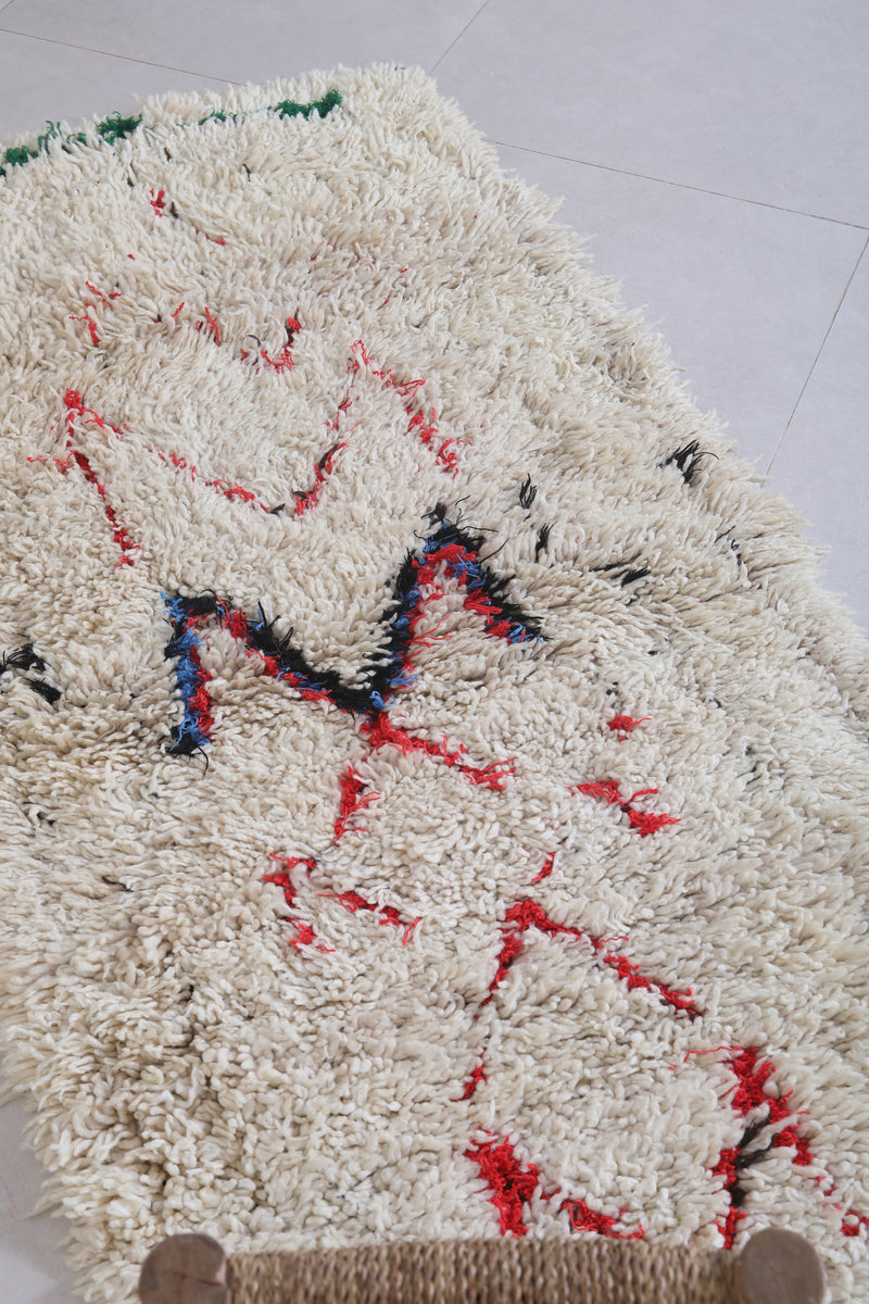 Moroccan Berber Rug | 2.4 X 5.8 Feet Vibrant Handwoven - Boucherouite Rugs