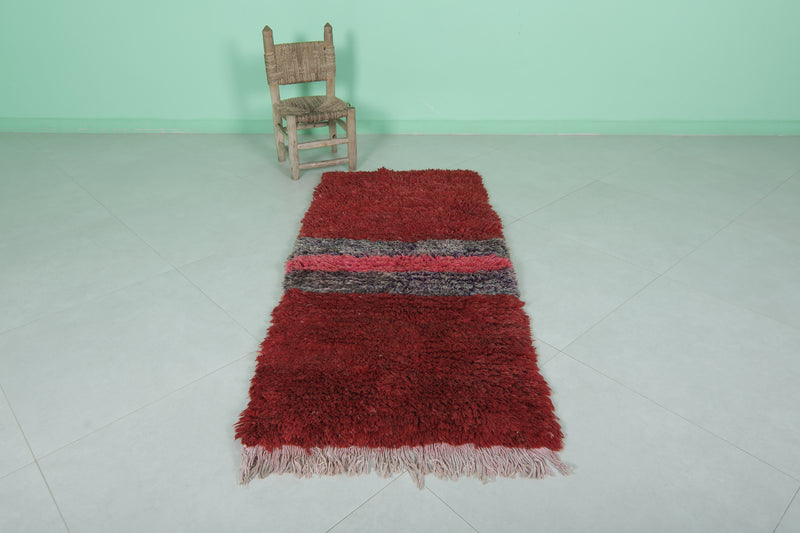 Moroccan Berber Rug – 2.5 x 5.4 Feet – Modern Striped Handwoven Design - Boucherouite Rugs