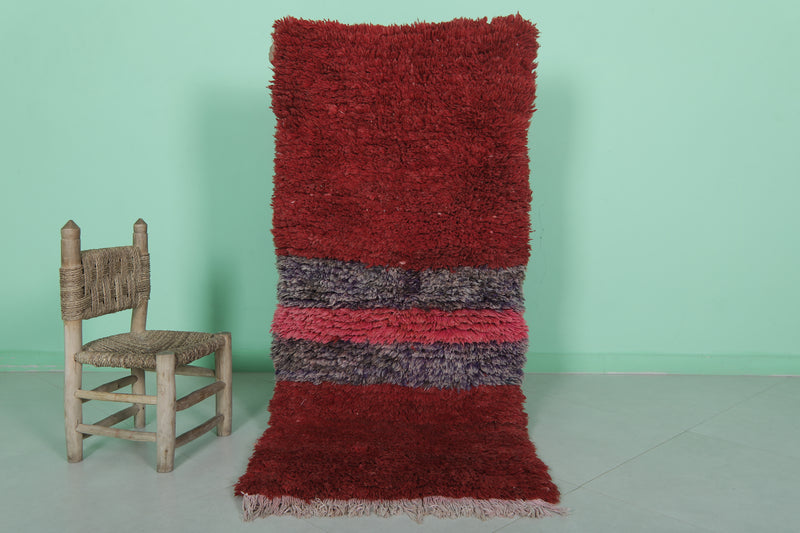 Moroccan Berber Rug – 2.5 x 5.4 Feet – Modern Striped Handwoven Design - Boucherouite Rugs
