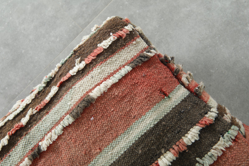 Striped Moroccan kilim pouf – Handwoven wool