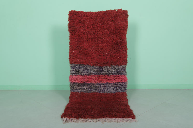 Moroccan Berber Rug – 2.5 x 5.4 Feet – Modern Striped Handwoven Design - Boucherouite Rugs