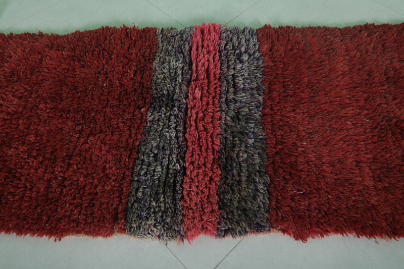 Moroccan Berber Rug – 2.5 x 5.4 Feet – Modern Striped Handwoven Design - Boucherouite Rugs