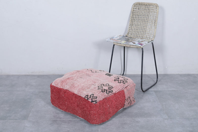 Moroccan handmade old azilal ottoman pouf - kilim pouf