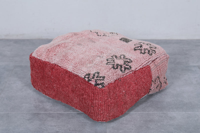 Moroccan handmade old azilal ottoman pouf - kilim pouf