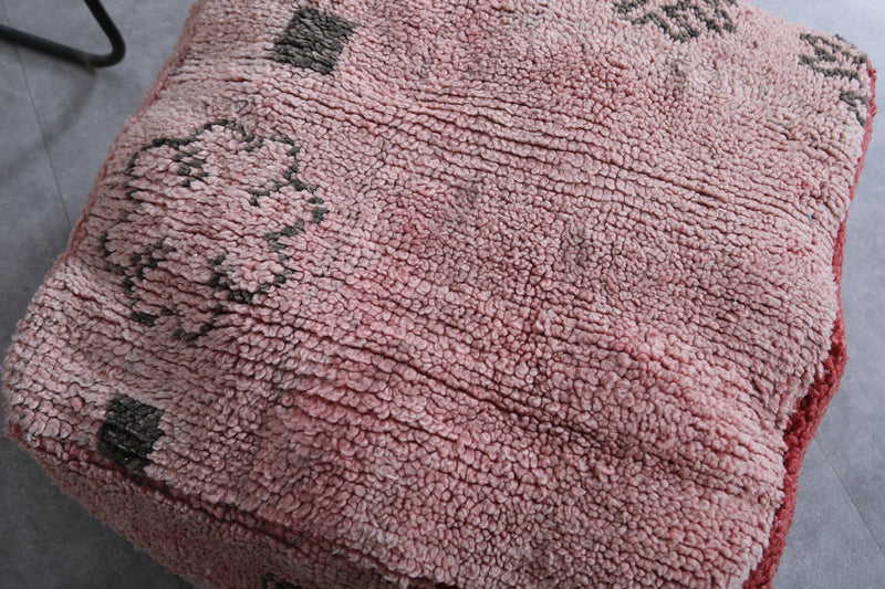 Moroccan handmade old azilal ottoman pouf - kilim pouf