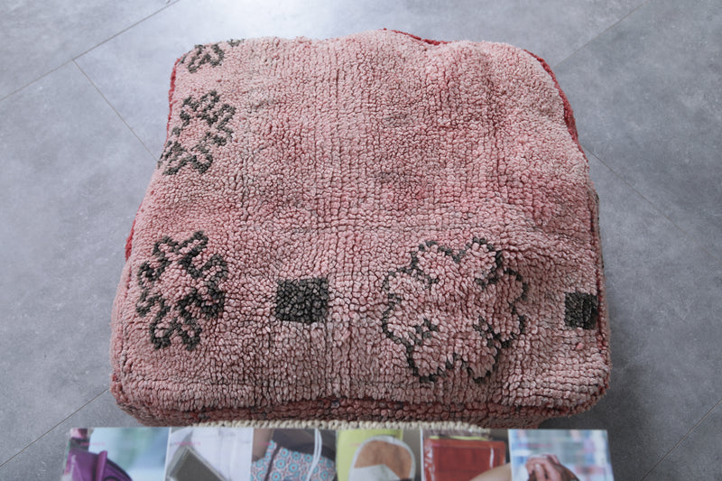 Moroccan handmade old azilal ottoman pouf - kilim pouf