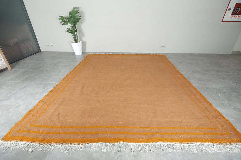 Orange minimalist Moroccan rug - Custom size