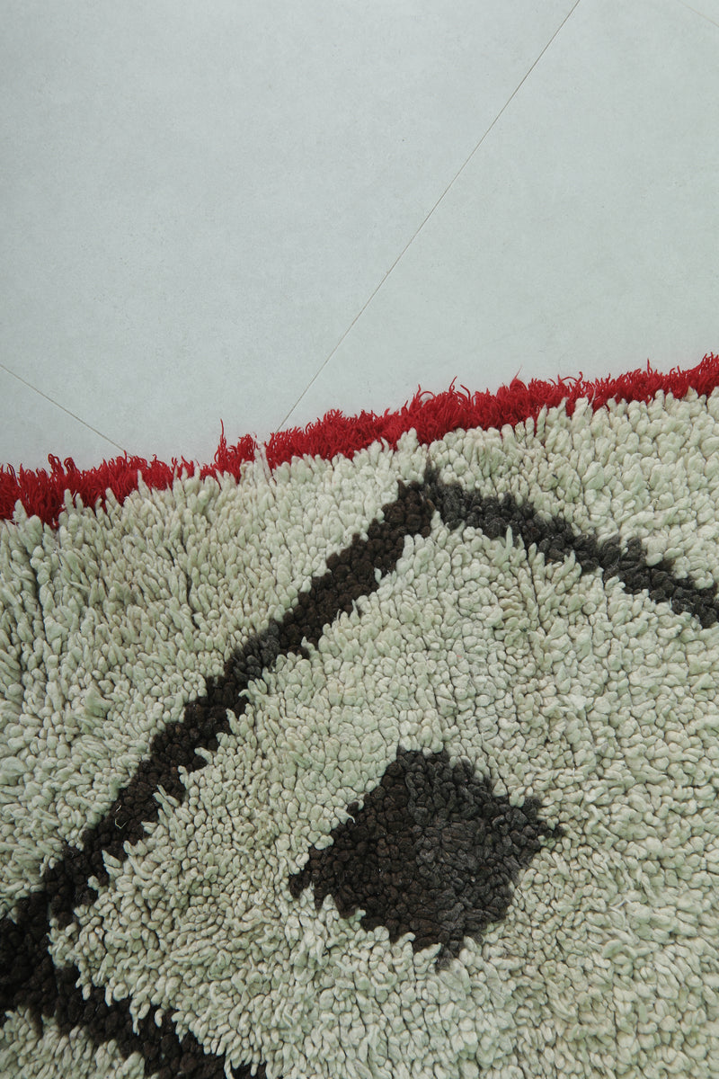 Moroccan Rug - Geometric Design with Red Border 2.2ft x 5.6ft | Handmade - moroccan rug