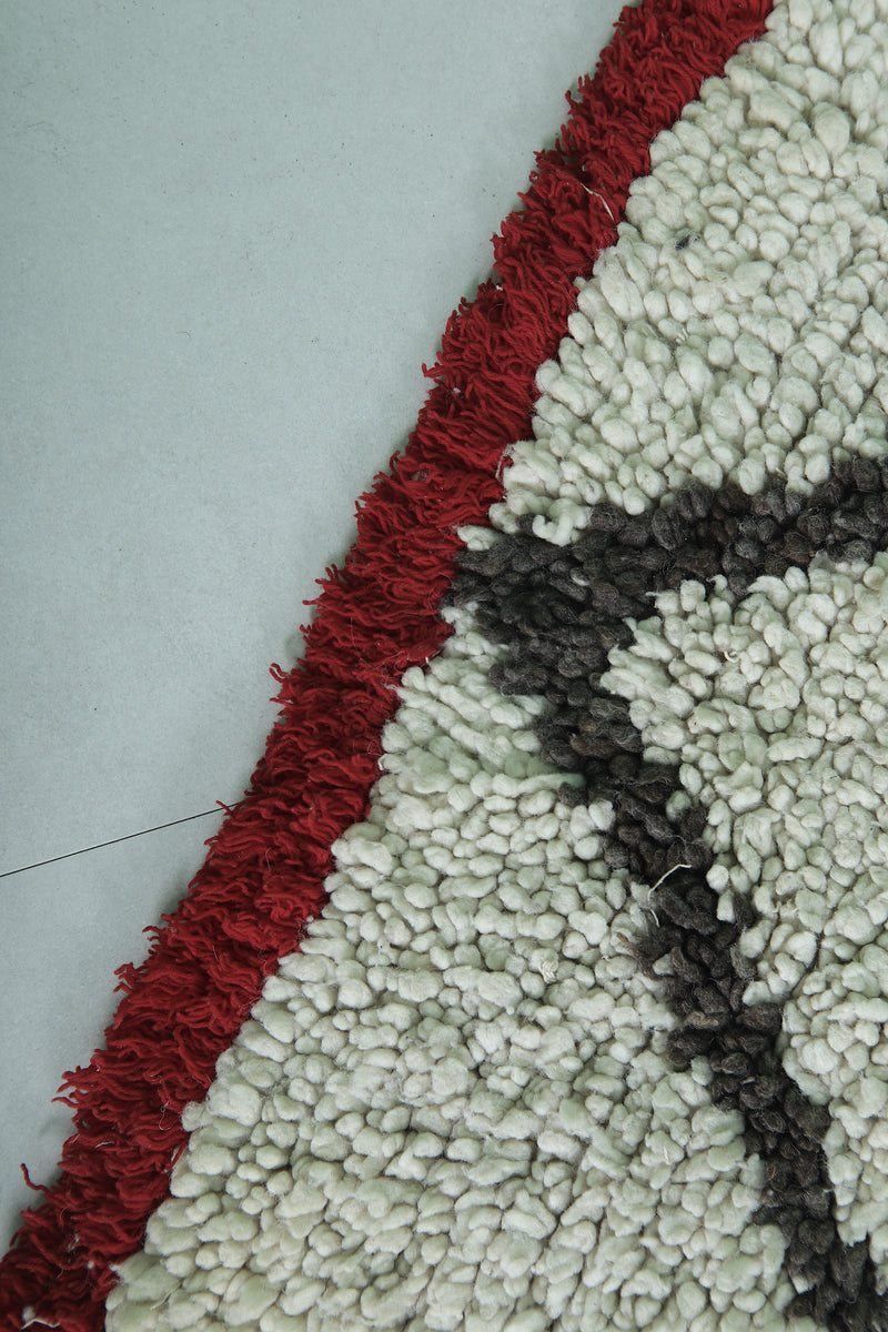 Moroccan Rug - Geometric Design with Red Border 2.2ft x 5.6ft | Handmade - moroccan rug