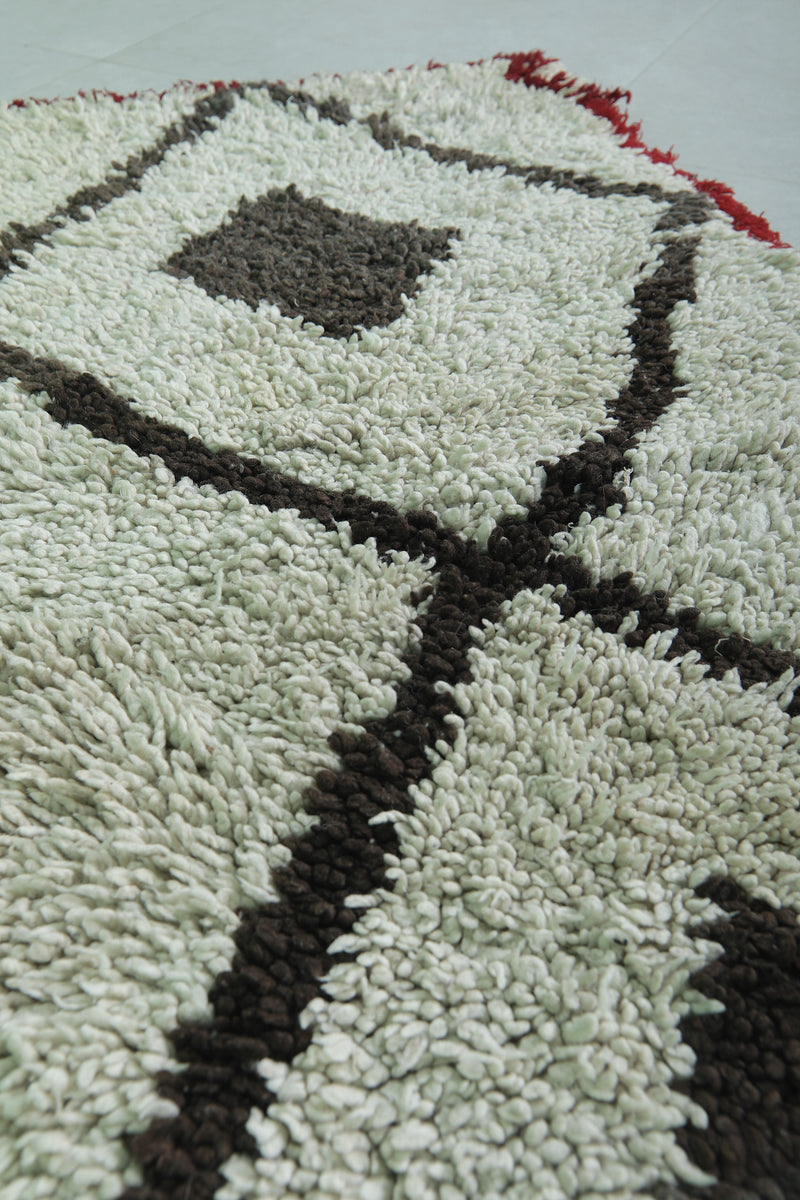 Moroccan Rug - Geometric Design with Red Border 2.2ft x 5.6ft | Handmade - moroccan rug