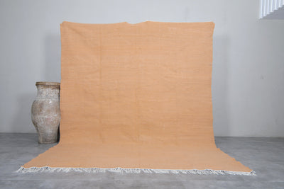 Solid Beige Moroccan Rug - 7.8 x 9.8 ft - Flat woven rugs