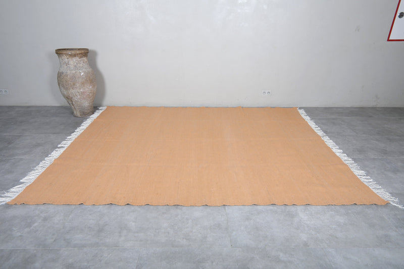 Solid Beige Moroccan Rug - 7.8 x 9.8 ft - Flat woven rugs