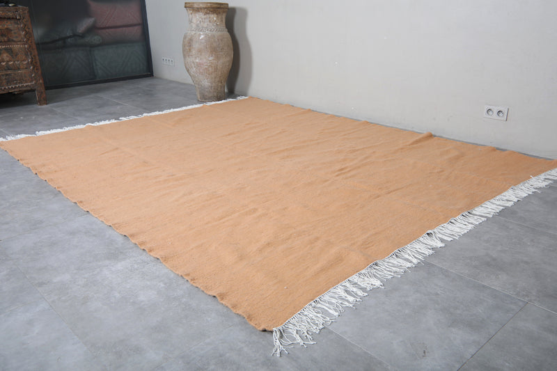 Solid Beige Moroccan Rug - 7.8 x 9.8 ft - Flat woven rugs