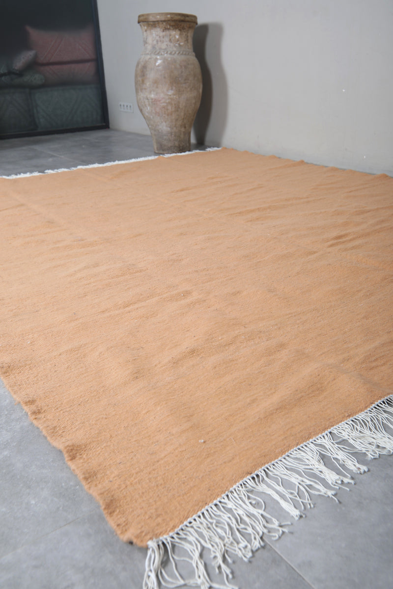 Solid Beige Moroccan Rug - 7.8 x 9.8 ft - Flat woven rugs