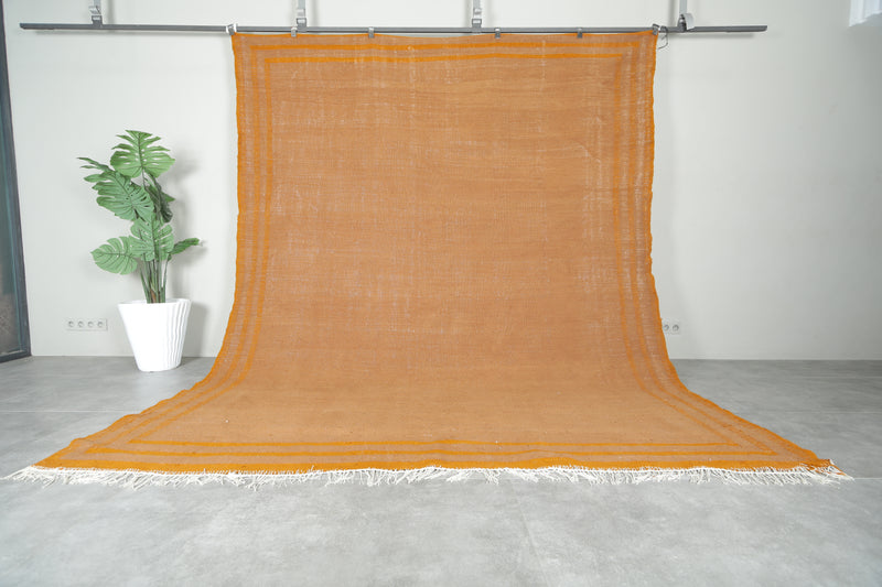 Orange minimalist Moroccan rug - Custom size