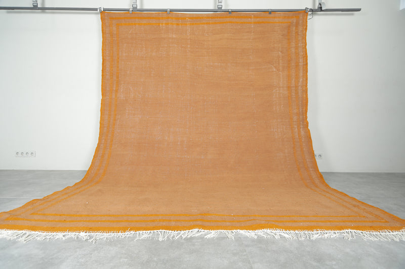 Orange minimalist Moroccan rug - Custom size