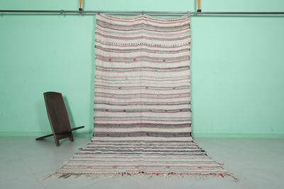 Vintage Berber Blanket 5.3 x 10.8 Feet - Moroccan Handwoven Throw - moroccan rug