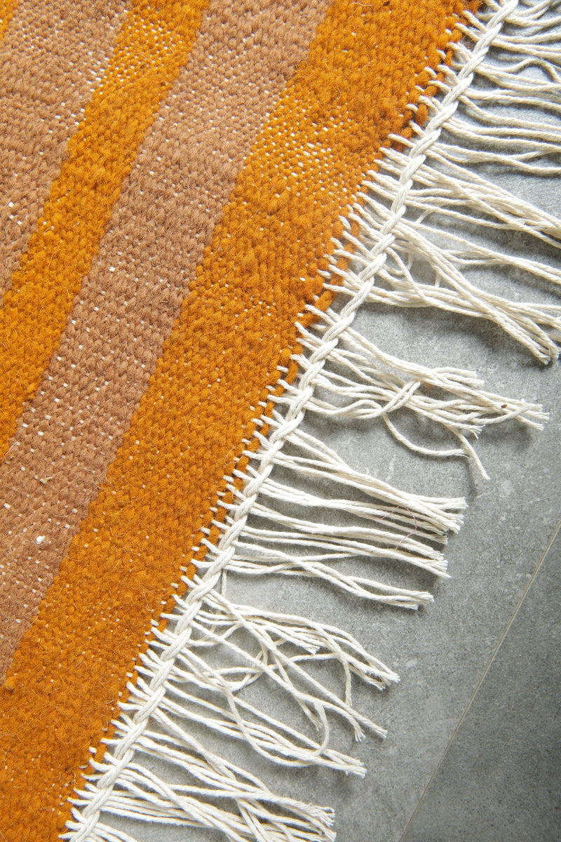 Orange minimalist Moroccan rug - Custom size