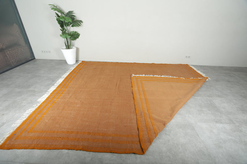 Orange minimalist Moroccan rug - Custom size