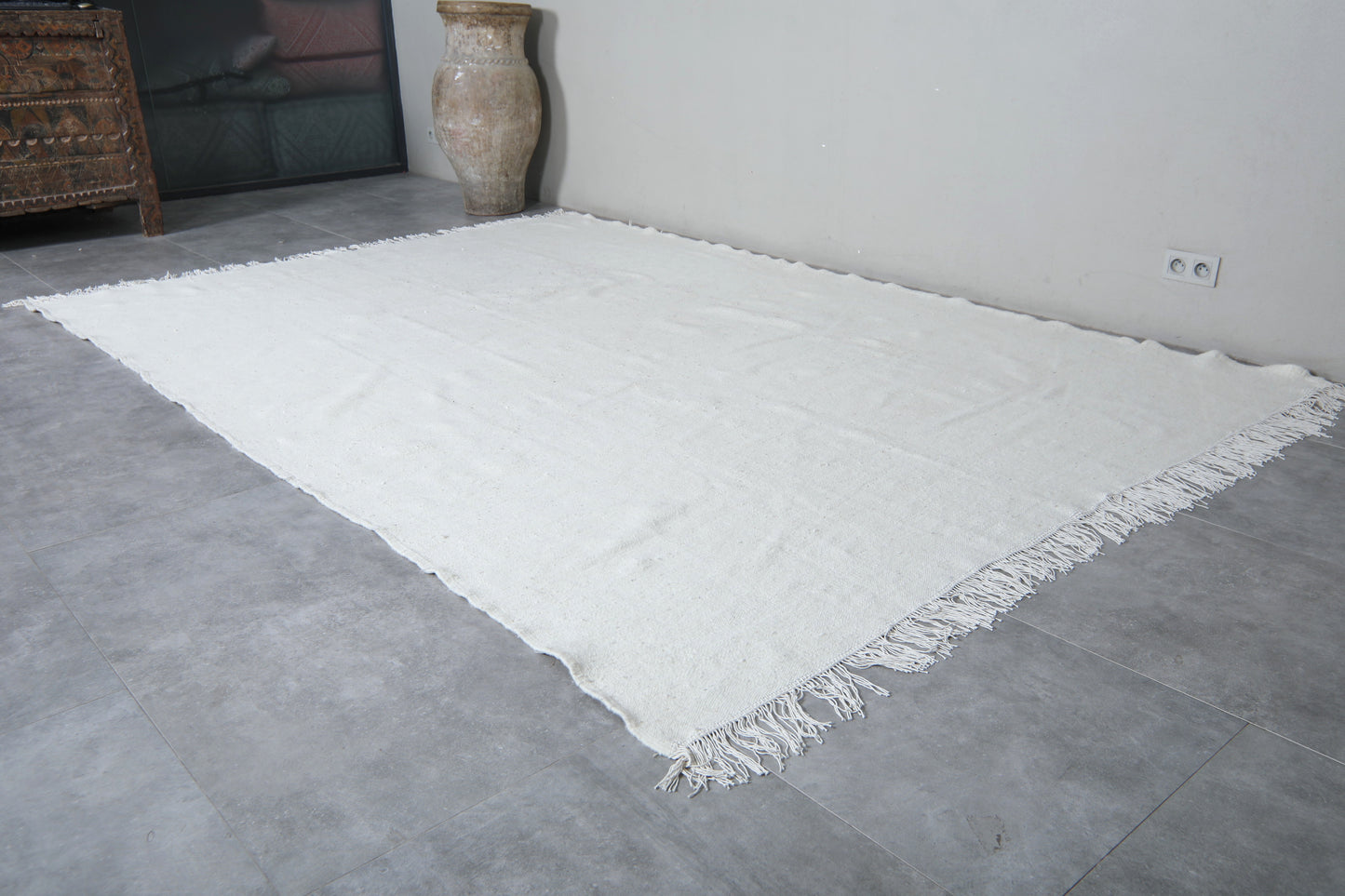 Moroccan rug white - Flat woven kilim - Berber custom rug - Wool kilim