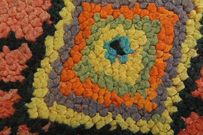 Orange azilal rug - Moroccan wool carpet with geometric diamonds - 5.6 ft x 9.4 ft