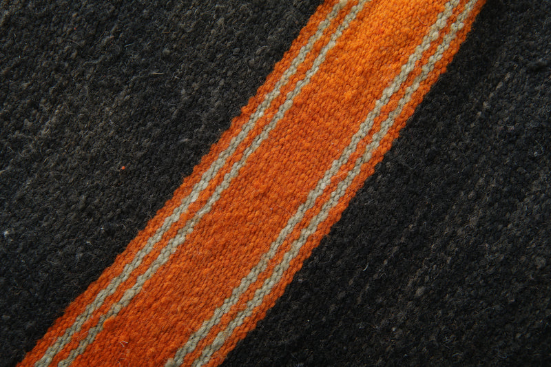 Black & orange Moroccan kilim pouf