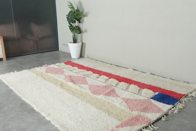 Moroccan Wool Rug 7.3 x 9.6 ft – Handmade Azilal Berber Carpet with Ivory Base