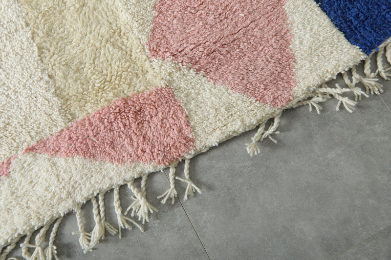 Moroccan Wool Rug 7.3 x 9.6 ft – Handmade Azilal Berber Carpet with Ivory Base