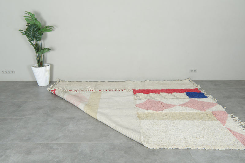 Moroccan Wool Rug 7.3 x 9.6 ft – Handmade Azilal Berber Carpet with Ivory Base