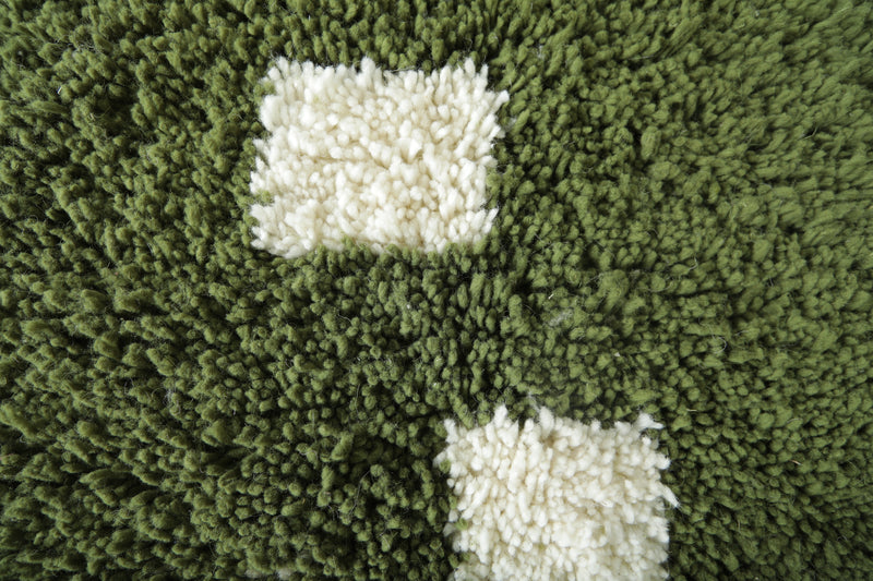 Green Moroccan rug with white checkered design - Custom size