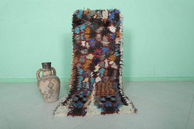 Vintage Handmade Moroccan Rug – Multicolored Abstract 2 x 4.9 ft - Boucherouite Rugs