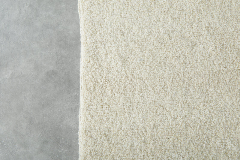 White wool rug - Minimalist handwoven Moroccan style - 7.1 ft x 8.3 ft