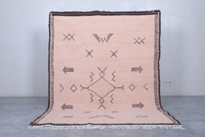 Moroccan Rug - Handwoven Wool 5.1 x 6.8 ft | Berber Tribal Design - Flat woven rugs