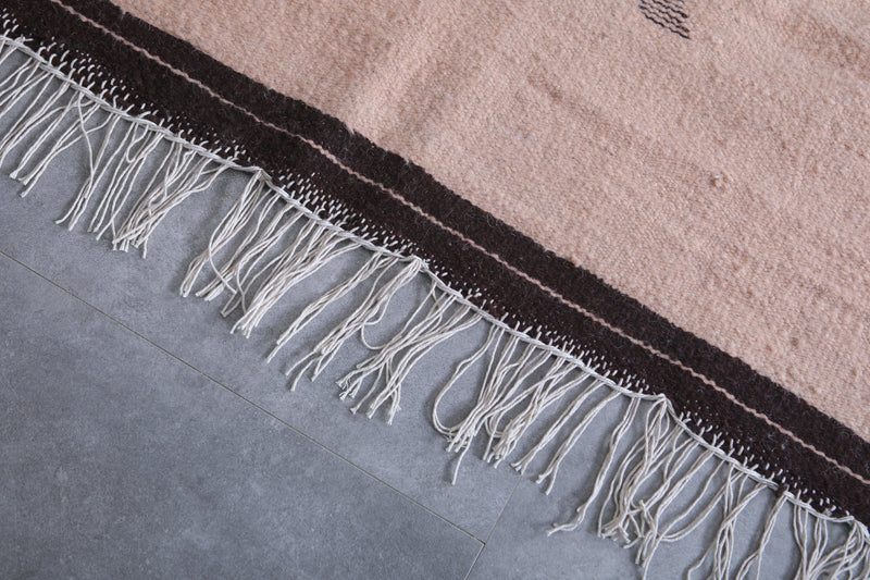 Moroccan Rug - Handwoven Wool 5.1 x 6.8 ft | Berber Tribal Design - Flat woven rugs