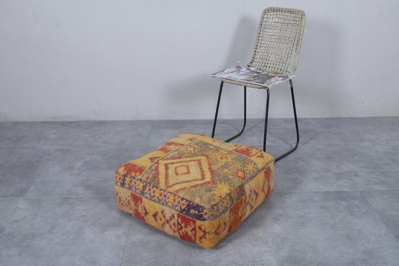 Moroccan handmade old ottoman pouf - kilim pouf