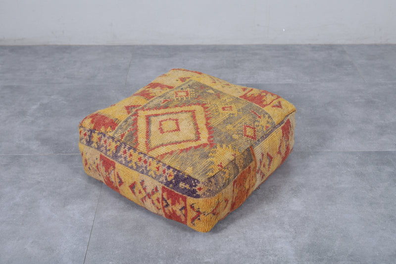 Moroccan handmade old ottoman pouf - kilim pouf